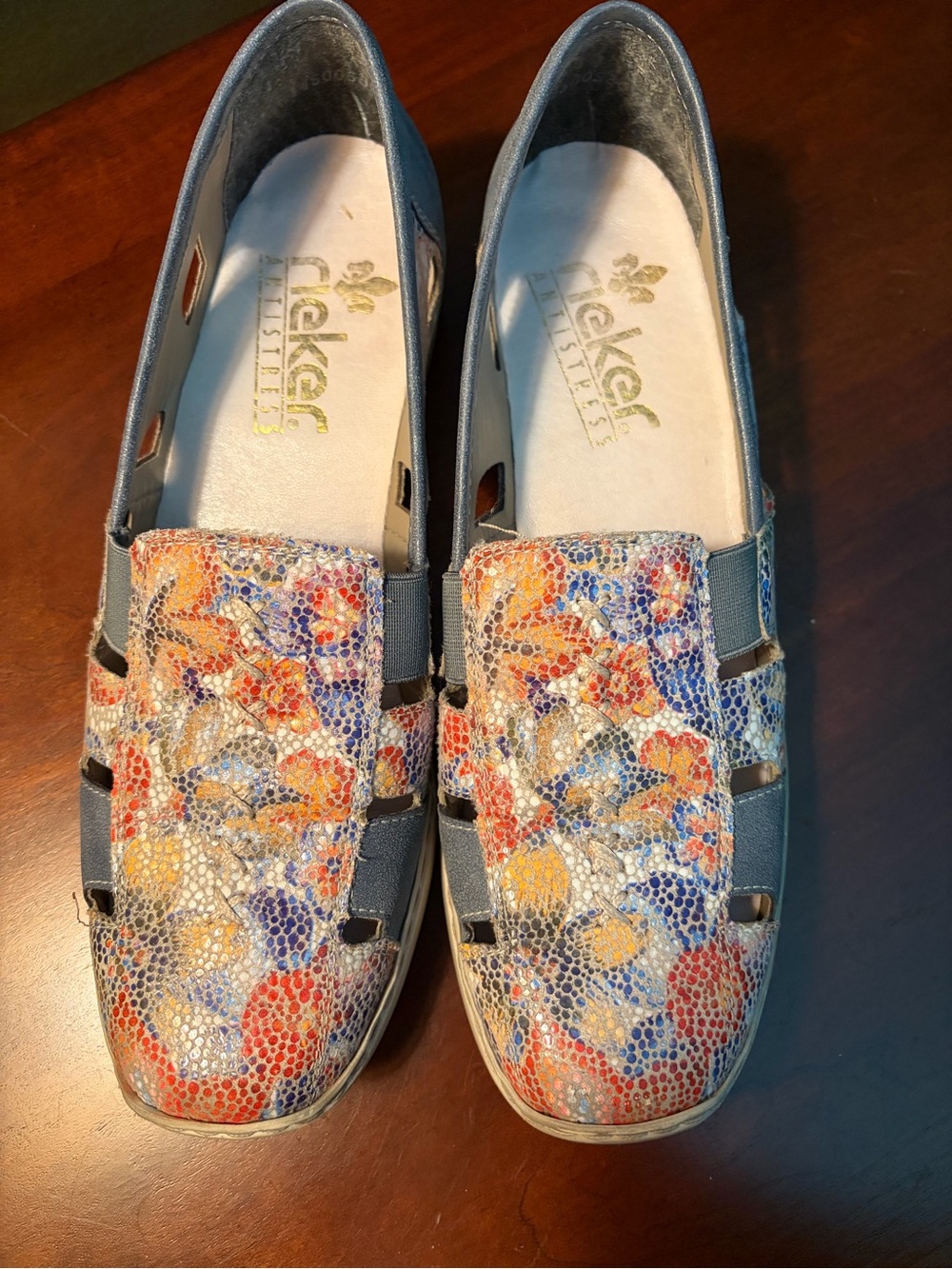 Rieker Women's Multicolor Floral Pattern Slip-On Loafers - Picture 7 of 10